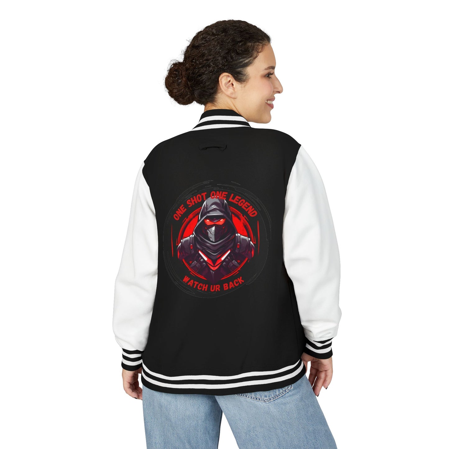 One Shot One Legend Heavyweight Letterman Jacket - One Shot One Legend Design | Gamer Apparel, Varsity Style, Streetwear, Cool Gift, Sportswear