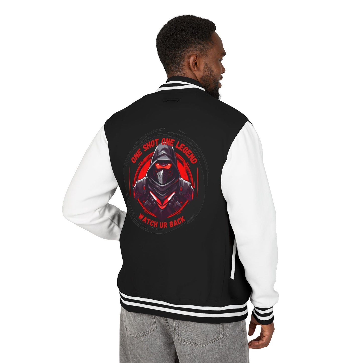 One Shot One Legend Heavyweight Letterman Jacket - One Shot One Legend Design | Gamer Apparel, Varsity Style, Streetwear, Cool Gift, Sportswear