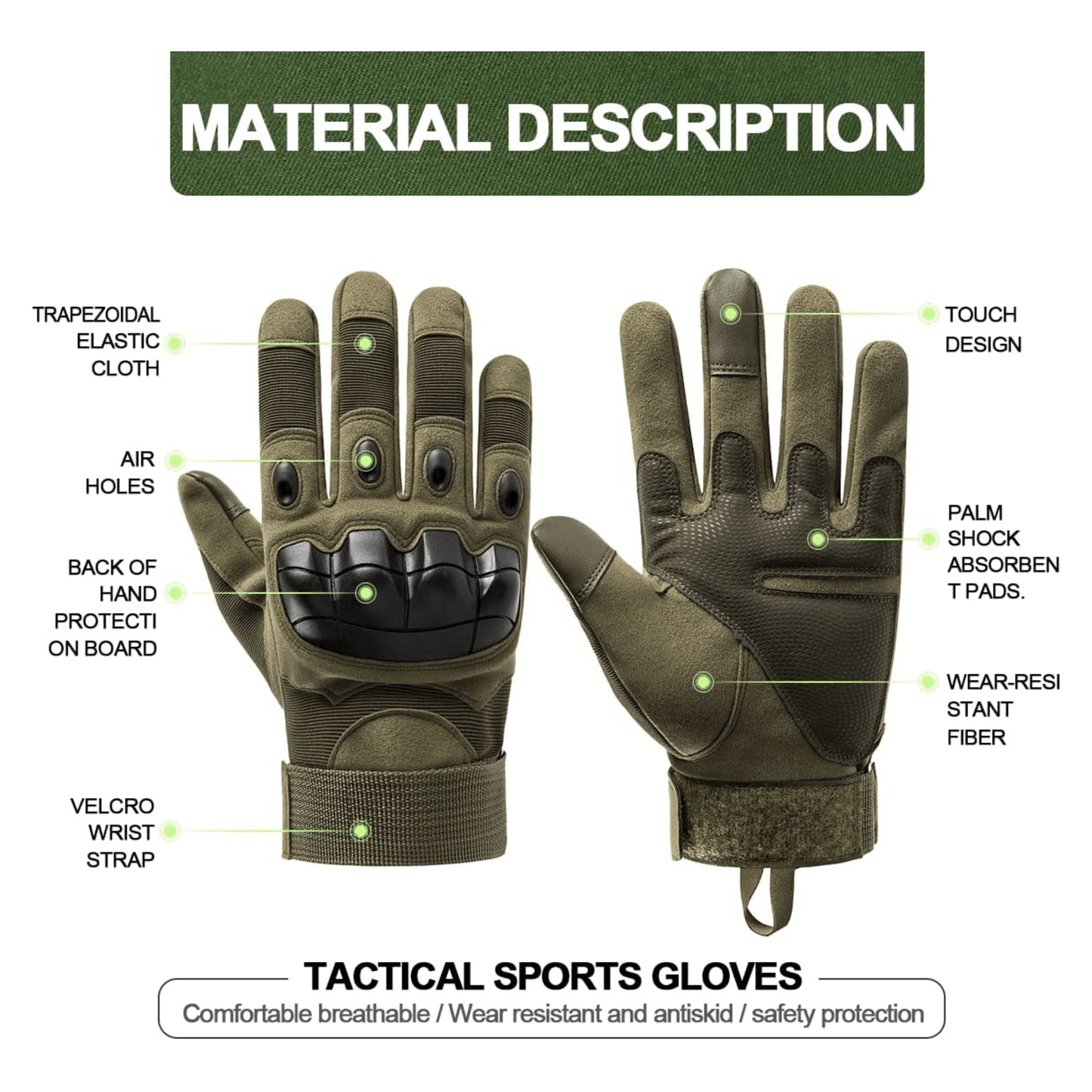 Tactical Gloves for Outdoor With Touchscreen Fingertip Capability