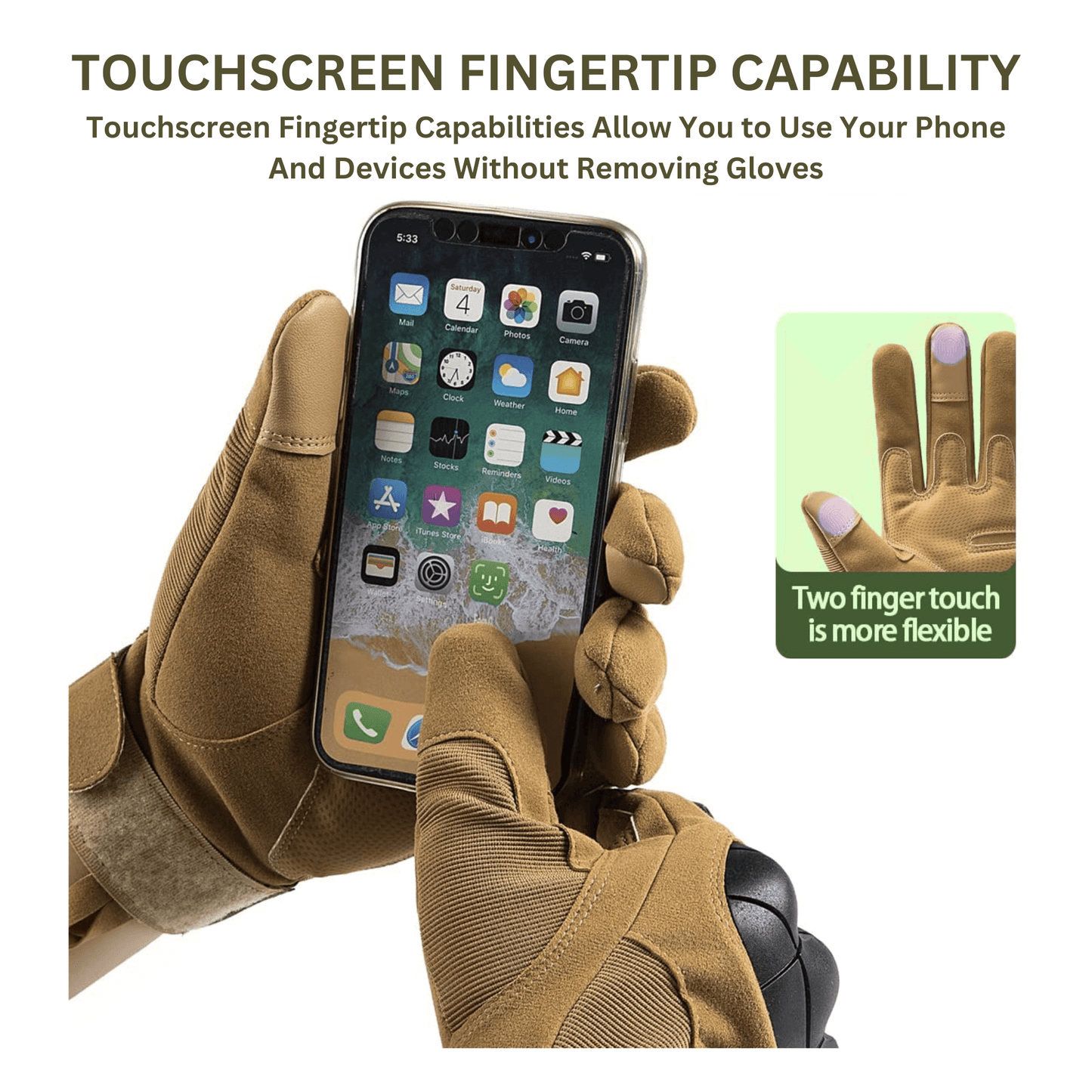Tactical Gloves for Outdoor With Touchscreen Fingertip Capability