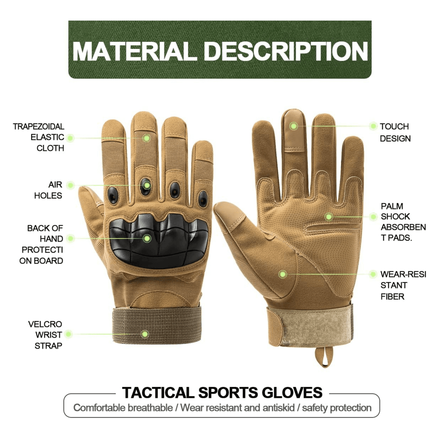 Tactical Gloves for Outdoor With Touchscreen Fingertip Capability