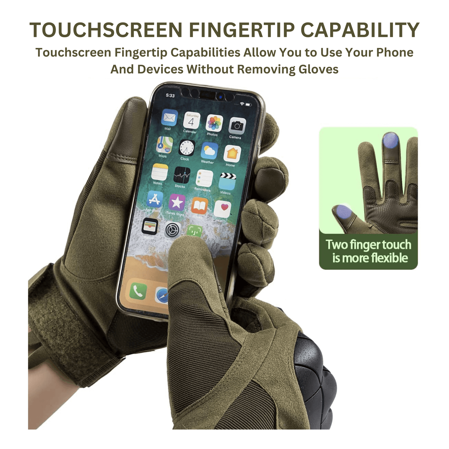 Tactical Gloves for Outdoor With Touchscreen Fingertip Capability