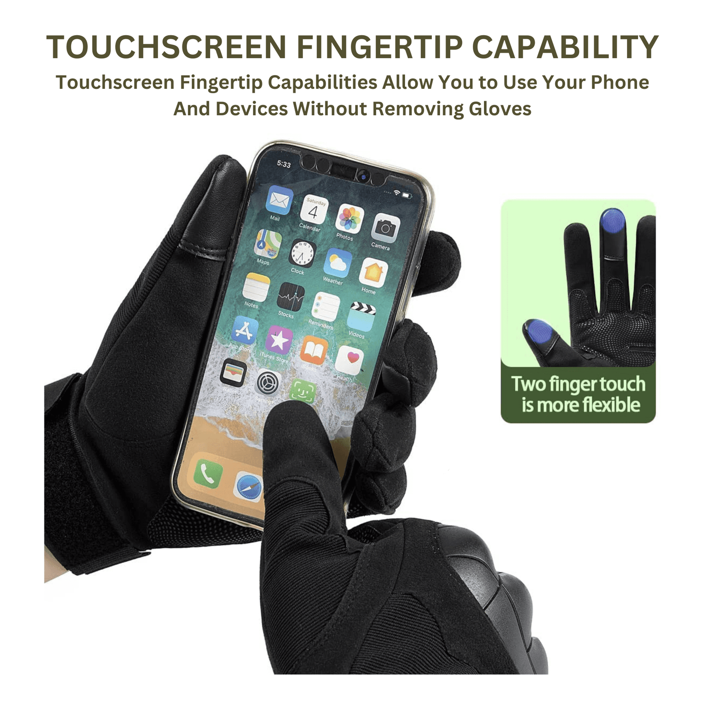 Tactical Gloves for Outdoor With Touchscreen Fingertip Capability