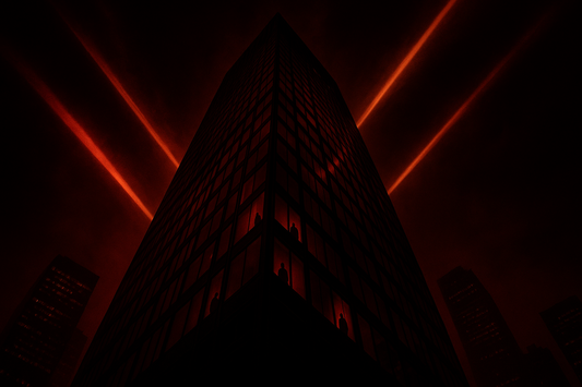 Dark financial district at night - Epstein money trail