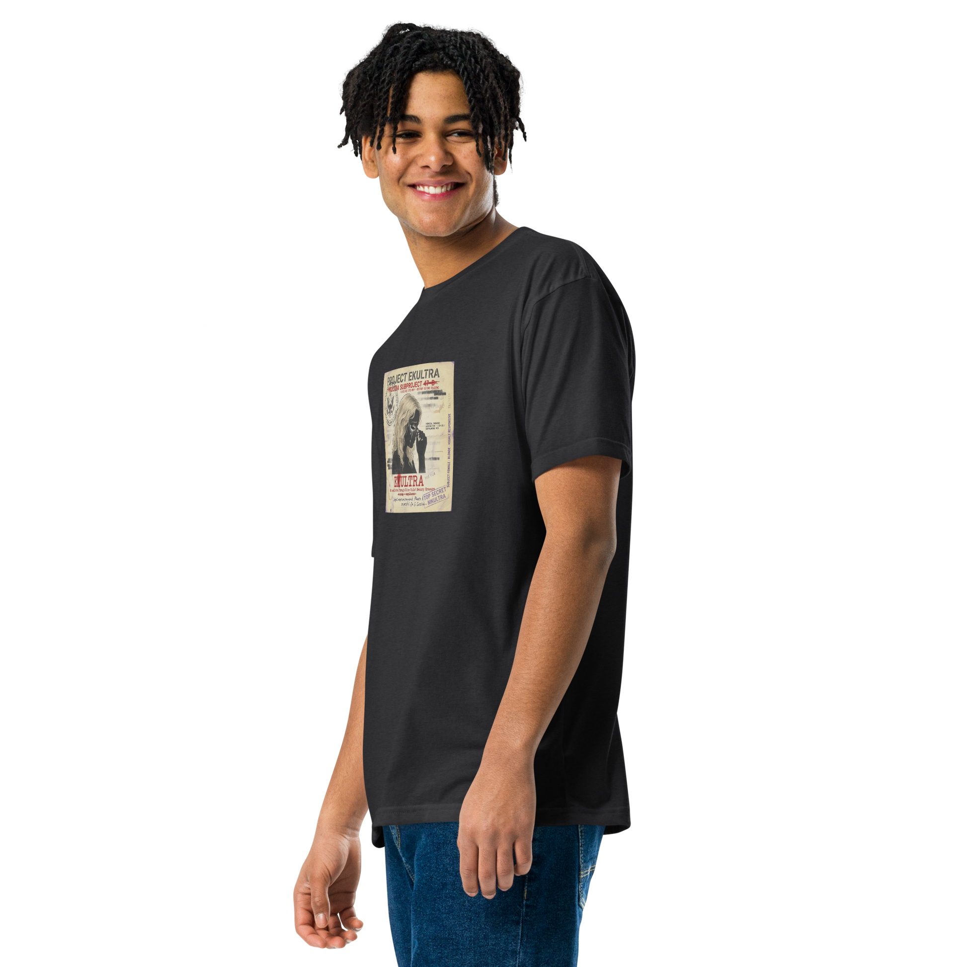 EK Ultra Subproject 47-B conspiracy t-shirt — Black side — Conspiracy Den MKUltra tee