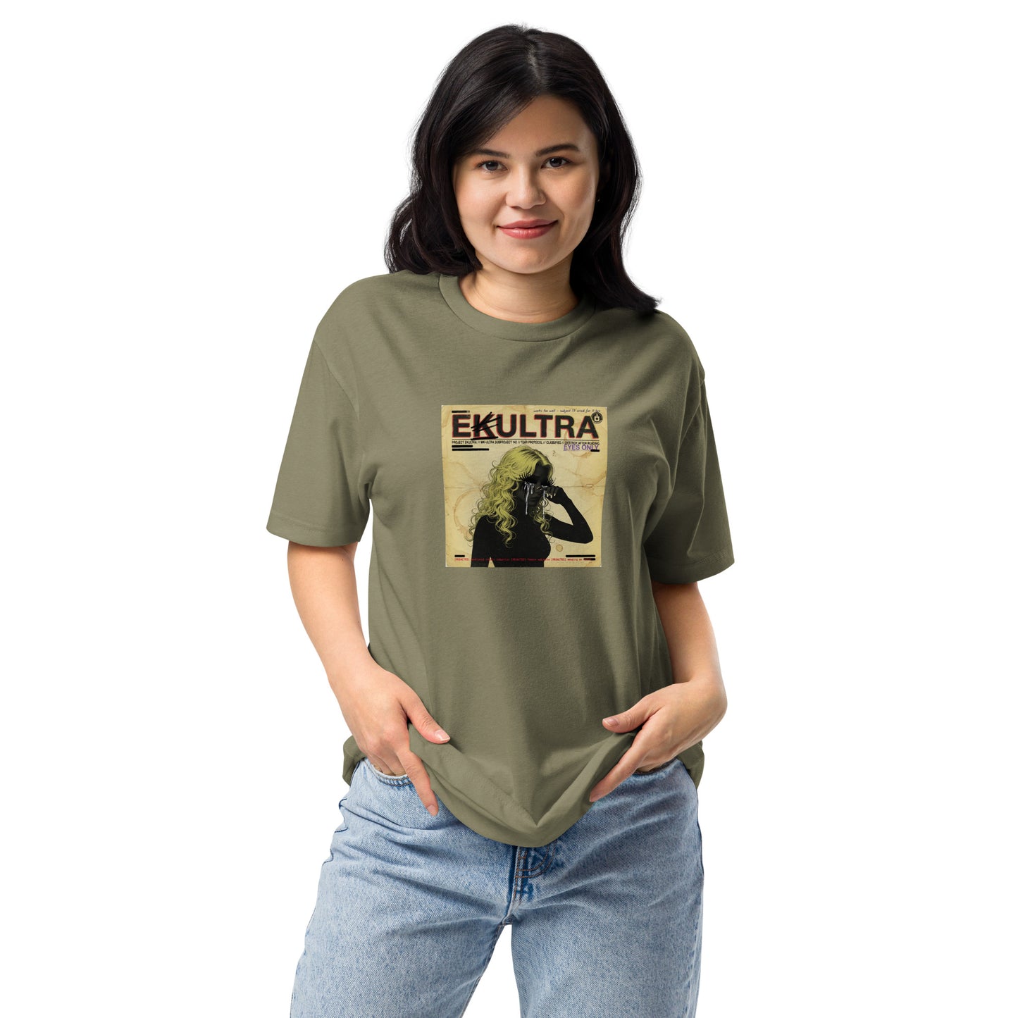 EK Ultra Tear Protocol conspiracy t-shirt — Military Green front — Conspiracy Den Subproject 142 tee
