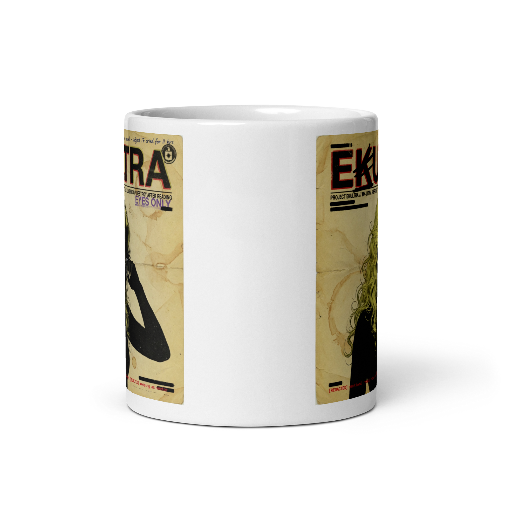 EK Ultra Tear Protocol Mug — Subproject 142 Tear Protocol classified design — 20oz view — Conspiracy Den